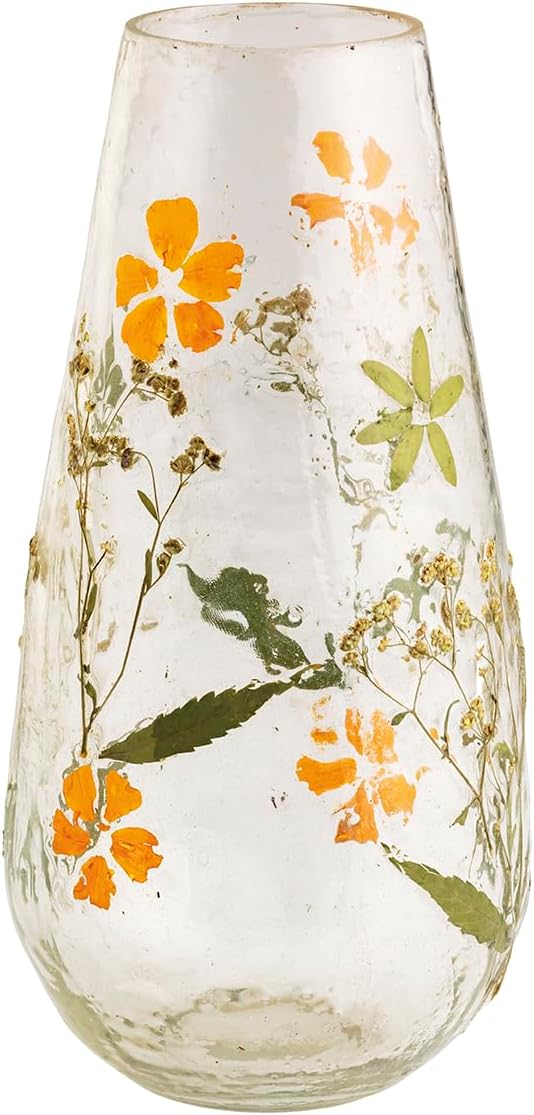 Mud Pie Glass Pressed Flower Bud Vase
