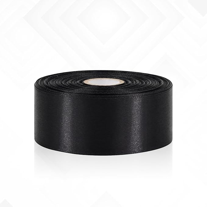 Black Satin Ribbon 1-1/2 Inch 30 Yards, Black Ribbon for Gift Wrapping, Flower Bouquet, Crafts, Halloween, Christmas, Wedding and Bow Making