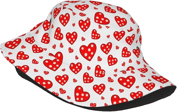 Love Bucket Hat Heart Fisherman Cap Romantic Bucket Hats Sun Caps for Hiking Camping