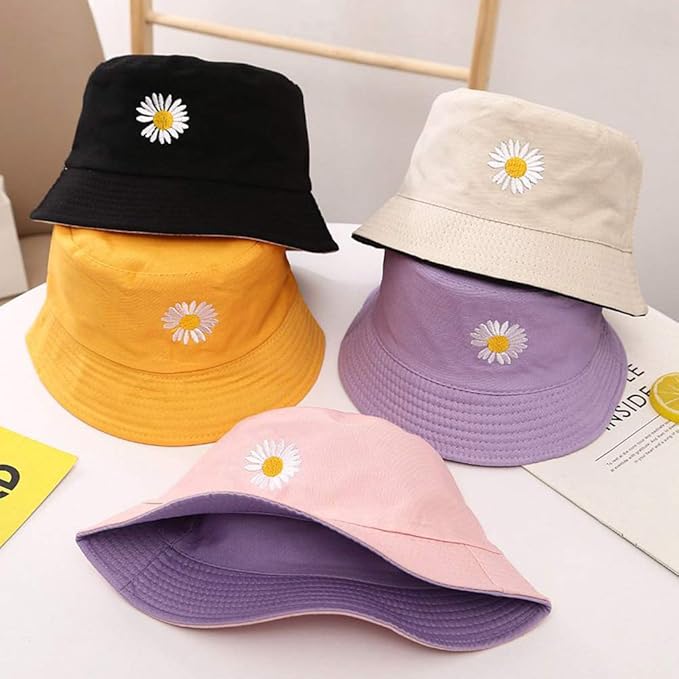 Sun Hat for Women Bucket Hat Cotton Reversible Summer Travel Beach Fishing Cap