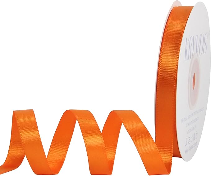 Premium Double Faced Satin Orange Ribbon, 3/8 Inch X 25 Yards, Perfect for Gift Wrapping, Crafts, Wedding Decor