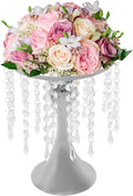 10 Pcs Glam Crystal Flower Stands, Wedding Reception Decorations with Sparkling Crystal Beads Table Center Display Flower Arrangement Flower Stand Metal Vase for Event Decor (Silver, Height:10.23in)