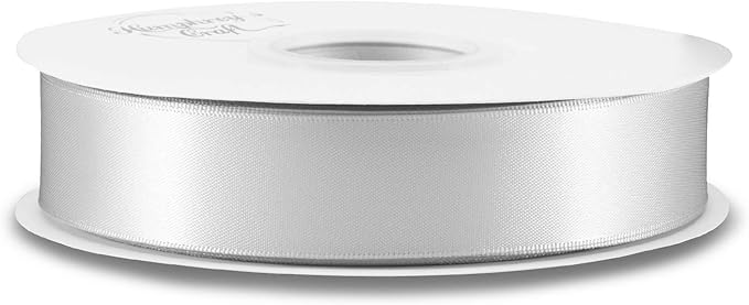 Humphrey's Craft 1 Inch Silver Double Faced Satin Ribbon - 50 Yards Thick Silk Ribbon for Crafts Gift Wrapping DIY Bows Bouquet Decoration Sewing Christmas Tree Wedding and Invitation Card.