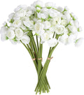 Ranunculus Artificial Flower, 24Pcs Faux Silk Mini Ranunculus Flowers Bulk Fake Wedding Filler Flowers for DIY Bouquet Centerpieces Arrangements Bridal Shower Decorations (Ivory)