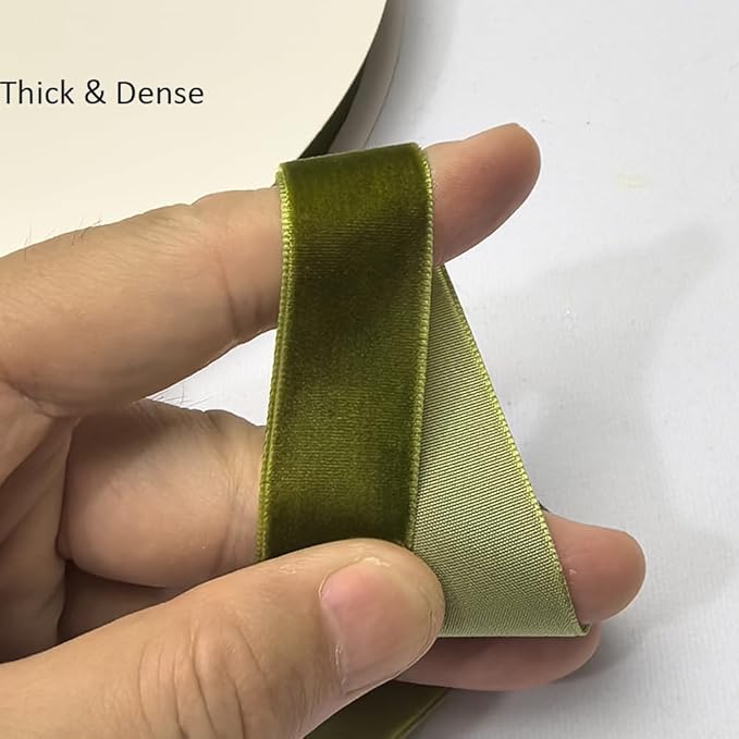 Chenkou Craft 25 Yards 3/4" Velvet Ribbon Total 30 Colors Assorted Lots Bulk (Olive, 3/4"(20mm))