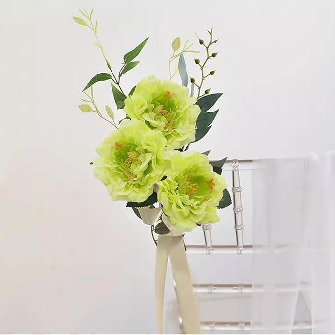 20pcs 5" Artificial Flower Peonies, Silk Peonies with 6" Stems, Flowers Suitable for Wedding Bouquets, Home Party Decoration (Light Green)