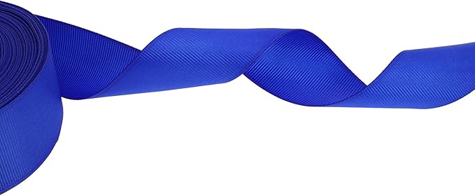 Solid Grosgrain Ribbon 25 Yard Each Roll 100% Polyester Woven Edge (1/1-2", Royal Blue)