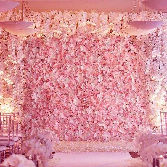 Efavormart 11 Sq ft. | Pink/Cream UV Protected Hydrangea Flower Wall Mat Backdrop - 4 Artificial Panels