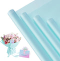 REAXYZNN 20 Sheets Flower Wrapping Paper, Waterproof Floral Bouquet Wrapping Paper with Cards for DIY Craft, Florist Packaging Supplies for Birthday, Wedding, Mother's Day Gift (Sky blue)