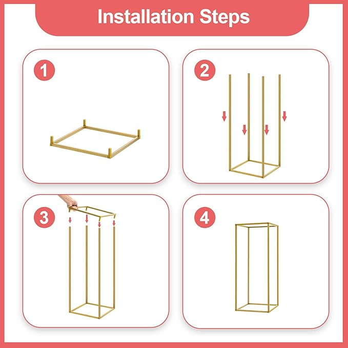 10PC 23.6" Flower Stand for Wedding Metal Cylinder Stands for Party Rectangular Gold Centerpieces Flower Vase Gold Pedestal Columns for Weddings Indoor Outdoor Flower Plant Stand Decoration