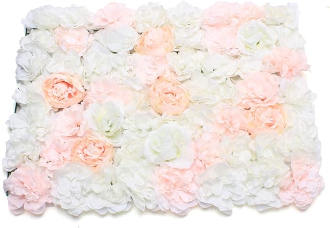 Eapmic 5Pcs 23.62"x 15.74" Artificial Flower Wall Panels,Flower Wall Mat Silk Flower Panels for Outdoor Garden Backyard Fence Fence Privacy Screen and Indoor Wall Decor(Pale Pinkish Grey)