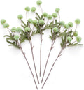 Laelfe Fall Flowers Artificial Pompon Mum, 5Pcs Fake Kiku Flowers Silk Small Mini Chrysanthemum Ball Faux Mum Decor for Autumn Filler DIY Bouquet Centerpieces Arrangements Shower (Green)