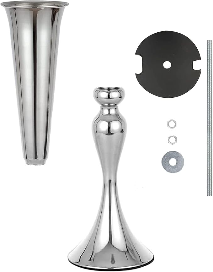 LoveCat 10pcs of Metal Trumpet Silver Vases for Table Centerpieces, Anniversary Celebration Wedding Party Dinner Table Centerpieces, Wedding Decorations, 21.9in/55.5cm Tall Minimalism Vases