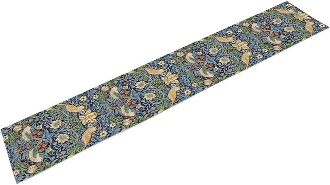 William Morris Floral Table Runner,Flowers Botanical Printed Table Runner for Home Kitchen Dining Table Decoration,13x108 Inch Strawberry Thief