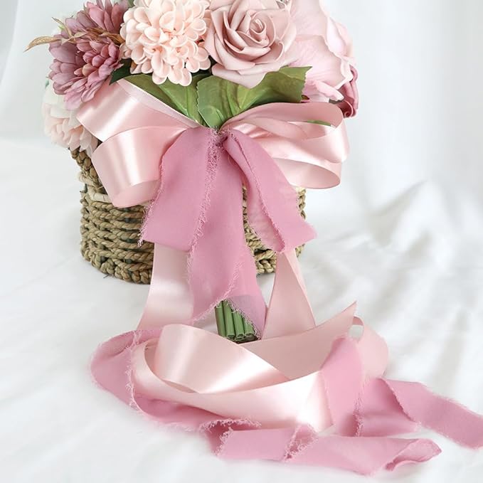 S_SSOY Wedding Bouquet Bride,Bride Bridal Bouquet Bridesmaid Artificial Flowers for Ceremony Anniversary Party Bridal Shower Decoration Wedding Bouquets (Bean Paste Pink)