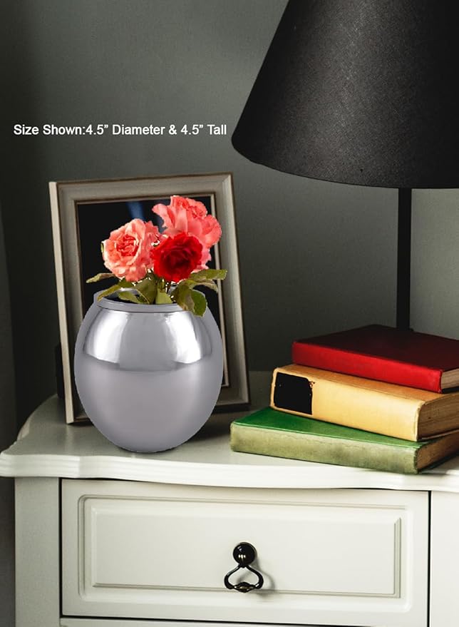 Serene Spaces Living Alerra Stainless Steel Vase, Round Modern Silver Flower Vase, Minimalist Metal Accent for Home, Office, Wedding, or Event Centerpiece, 4.5" Diameter & 4.5" Tall, Pack of 8