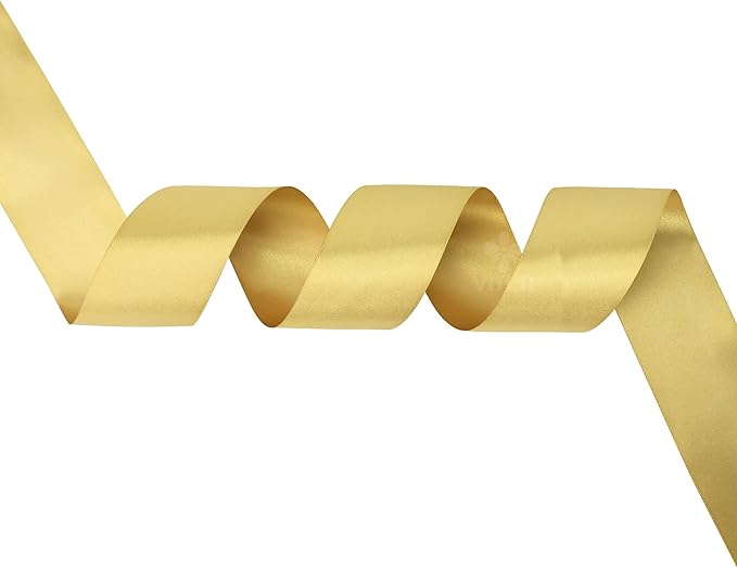 MEEDEE Gold Satin Ribbon 2 Inch Gold Ribbon Lux Double Faced Ribbons by 25 Yards Silk Satin Ribbons for Gift Wrapping, DIY Crafts, Wedding, Flower Bouquet, Holiday Decorating