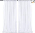 10ft x 10ft White Chiffon Backdrop Curtains, Wrinkle-Free Sheer Chiffon Fabric Photo Curtain Drapes for Wedding Ceremony Arch Party Stage Photography Decorations