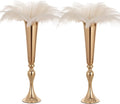 Gold Centerpieces for Table Wedding Vase - 2 Pcs 21.9" Tall Versatile Metal Trumpet Vase Tabletop Flower Stand for Party Dinner Anniversary Ceremony Centerpiece Event