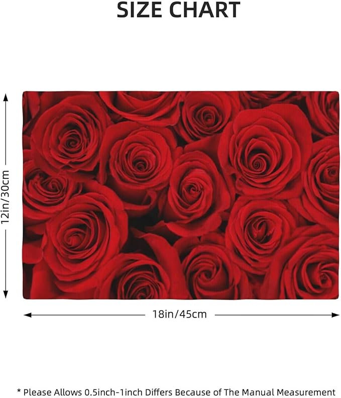 Red Rose Linen Table Placemats Set of 6 Beautiful Red Rose Placemats Home Party Kitchen Indoor Holiday Rustic Washable Heat Resistant Table Mats 12 x 18 Inch