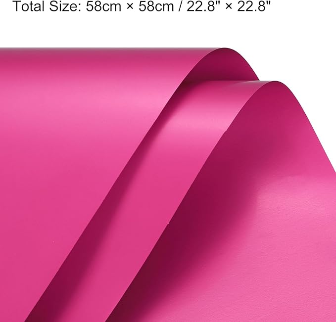 MECCANIXITY Pearlescent Film Flower Wrapping Paper 22.8x22.8 Inch Waterproof for DIY Crafts, Gift/Gift Box Packaging Deep Pink Pack of 10
