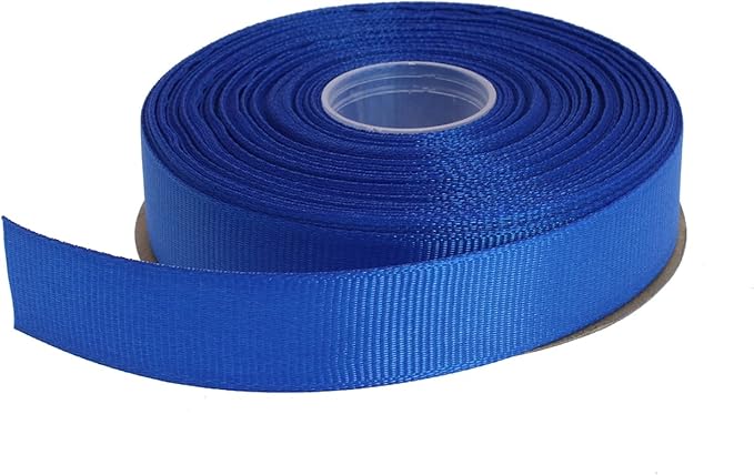 Solid Grosgrain Ribbon 25 Yard Each Roll 100% Polyester Woven Edge (1", Royal Blue)