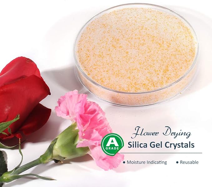 wisedry 8 LBS Silica Gel Flower Drying Crystals, Fine Crystals < 1mm, Color Indicating, Reusable