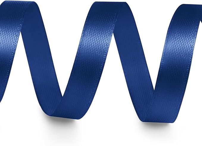 3/8" x 25 Yards Satin Ribbon, Navy Blue Silk Ribbon Ideal for Gift Wrapping, Floral Bouquets, Crafts, Wedding Party Decorations, Christmas and Sewing Projects