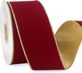Ribbli Dark Red Velvet Wired Ribbon 2.5 Inch Luxury Matte Velvet Christmas Ribbon for Gift Wrapping Christmas Tree Decoration Crafts Wreaths Supplies - 10 Yards