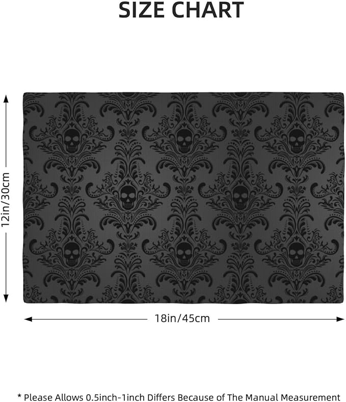 Placemats for Kitchen Dining Table Set of 6,Gothic Horror Skulls Printed Halloween Party Event Table Decoration Placemats 6 PCS, Style-23
