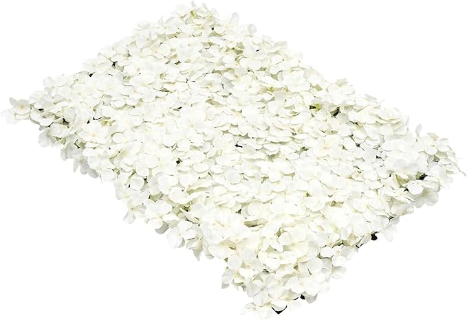 20 PCS Flower Wall Panel Artificial Flowers Wall Decoration 24" x 16" Decorative Hydrangea Flower Panels Wall for Home Party Wedding Christmas Festival Photo Backgdrop Decor (20PCS, White)