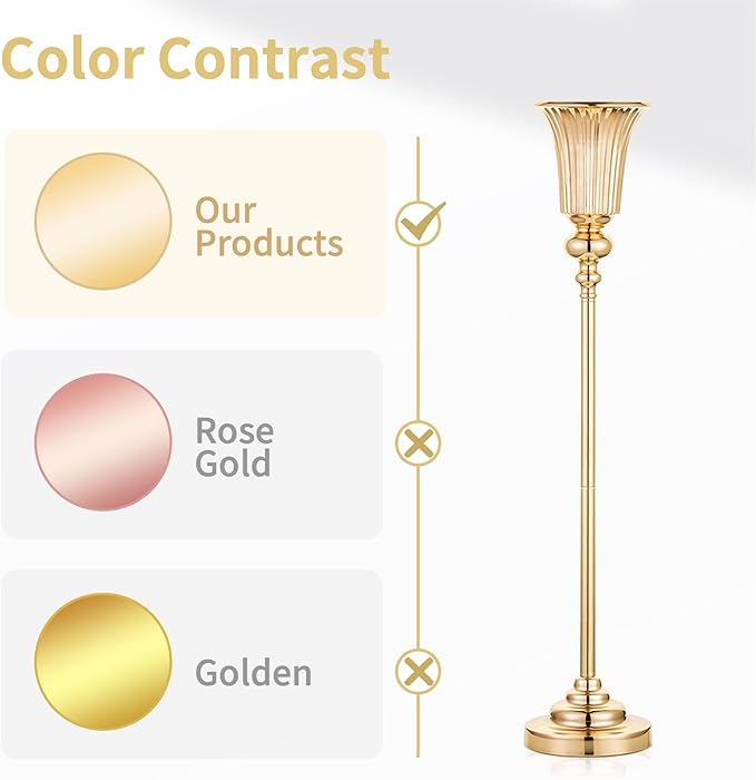 NUPTIO Centerpiece Vase Tall Gold: 2 Pcs 30.5" Wedding Flower Stand for Table Metal Trumpet Vase for Party Decorations