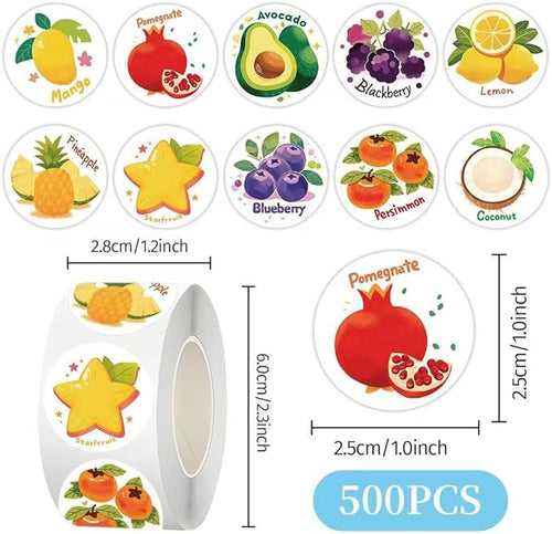 1000 Pcs Fruit Stickers Bulk 2 Roll 1 Inch,Food Pineapple Banana Mango Watermelon Strawberry Sticker Pack Gift for Party Favors Book Water Bottles Laptop,Vegetable Stickers for Kids Boys Girls School