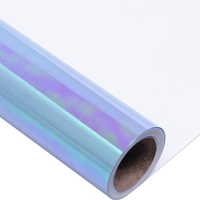 LeZakaa Blue Wrapping Paper Roll, Holographic Iridescent Wrapping Paper for Birthday, Valentine's, Mother's Day, Holiday, Large Roll, 30 inches x 32.8 Feet (92.9 sq.ft.)