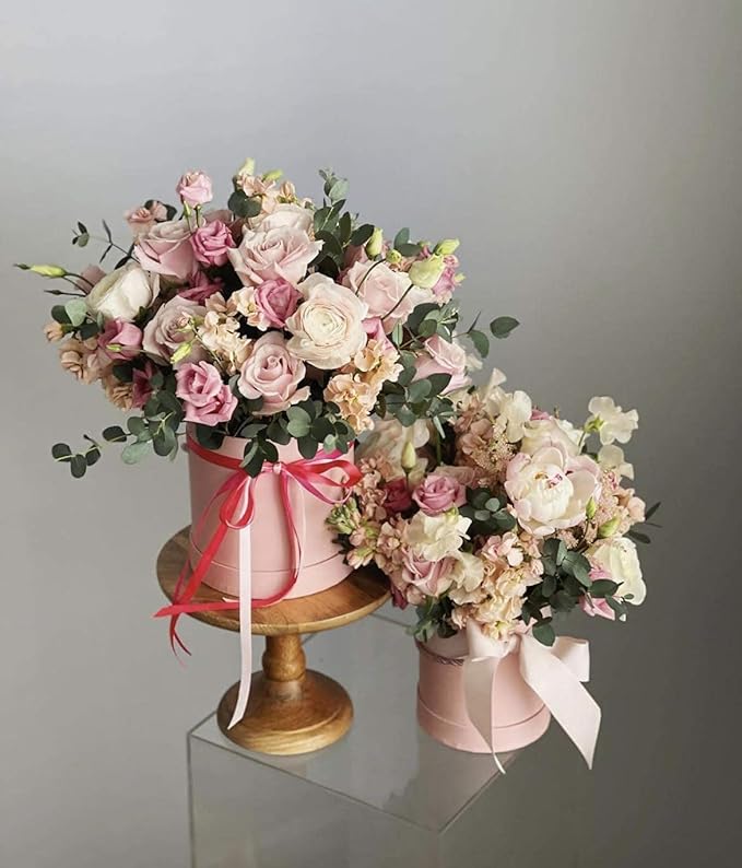 Premium Quality Round Flower Box, Gift Boxes for Luxury Flower and Gift Arrangements, Set of 3 pcs (Pink)