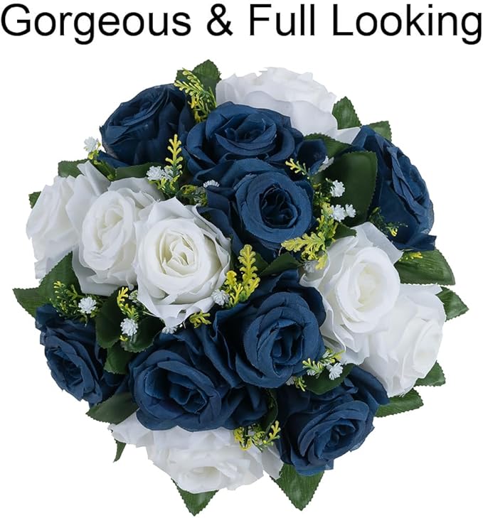 Flower Centerpieces for Wedding Tables: Wedding Table Decorations Navy Blue & White Flower Balls Centerpieces for Engagement Cerebration Party Center Pieces 10 Packs