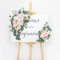 2pcs Wedding Arch Flowers,Wedding Artificial Sign Flower,Welcome Easel Door Decor Wall swags for Reception Backdrop Table Decorations Welcome Sign (Light Pink)