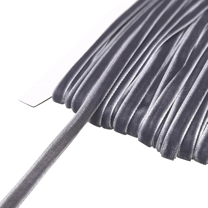 Chenkou Craft Grey 25 Yards 1/4" Velvet Ribbon Lots Bulk (Grey, 1/4"(6mm))