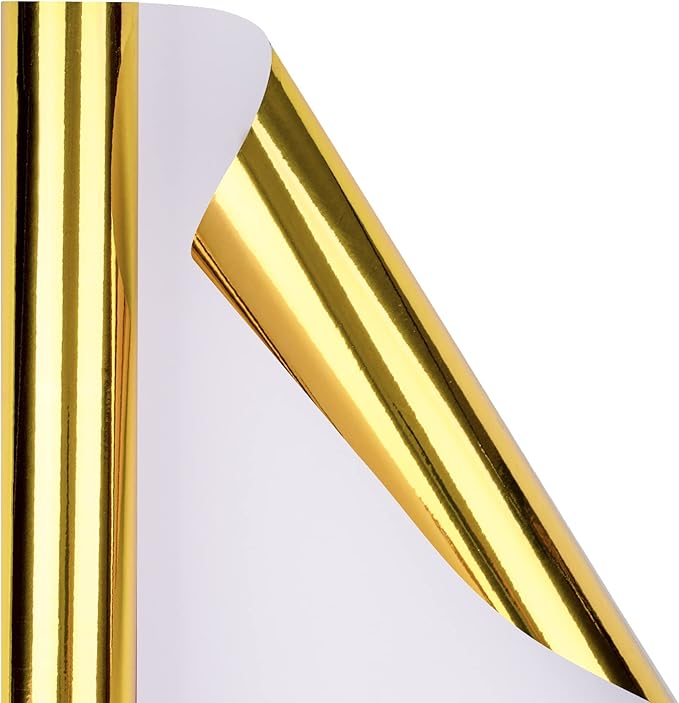 RUSPEPA Gold Metallic Wrapping Paper - Solid Color Paper Perfect for Wedding, Birthday, Christmas, Baby Shower - 17.5 Inches X 32.8 Feet