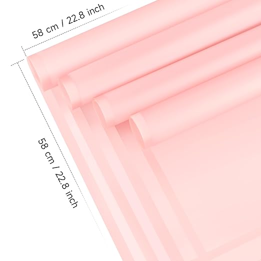 Jutieuo 20 Sheets Pink Flower Wrapping Paper, Waterproof Floral Wrap Pink Edge Bouquet Wrapping Paper Florist Supplies (22.8 x 22.8 inch)