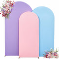 Rainbow Arch Backdrop Cover 7.2FT 6.6FT 6FT Stretchy Wedding Arch Covers Set of 3 Spandex Fitted Pink Blue Lavender Fabric Backdrop Cover for Party Baby Shower Birthday Decoration