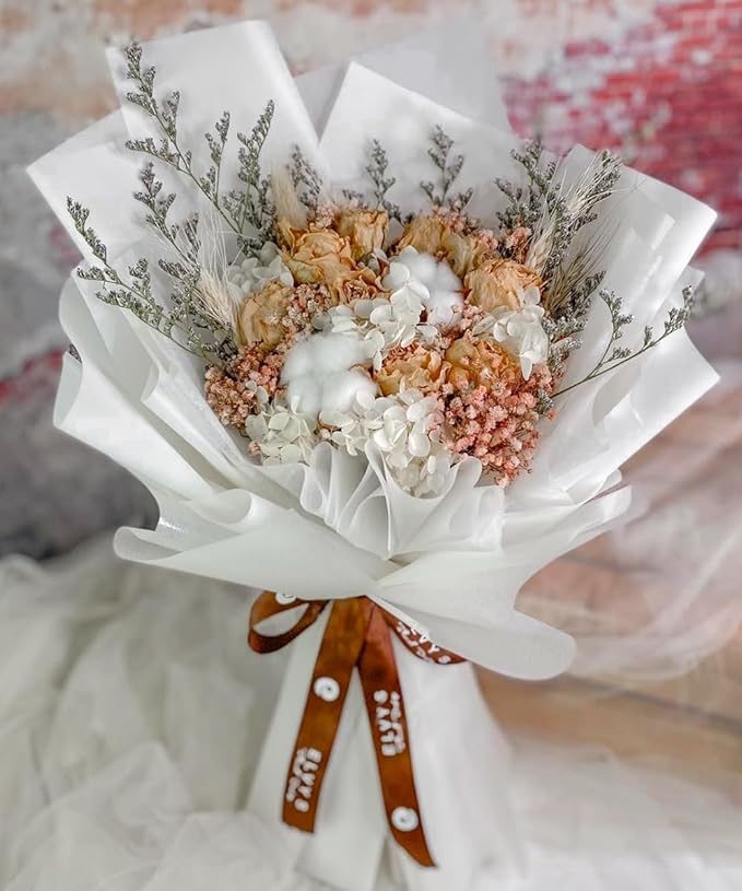 WRAPAHOLIC 20 Sheets Flower Wrapping Paper - 22.4 x 22.4 inch Pure White Water-Resistant Floral Bouquet Wrapping Paper, Florist Supplies Packaging for Wedding Birthday Gift DIY
