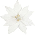 Hollyone 3PCS Poinsettia Christmas Flowers Artificial 11" Large White Glitter Poinsettia Flowers Christmas Tree Ornaments Floral Picks for Tree Wreath Garland Vase Table Centerpiece Home Deco