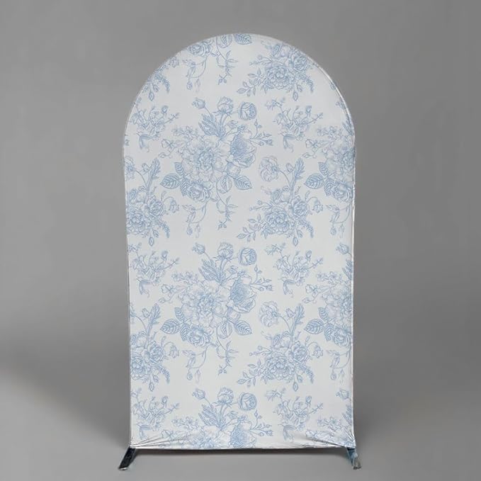 Something Blue Before I Do Arch Backdrop Cover Wedding Bridal Shower Bride to be Toile Party Arch Fabric Cover Blue Bloom Floral Baby Shower Decors (4X7.2ft,4135)