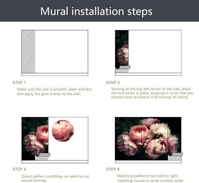 PYFFYP- Pink Peony Floral Wallpaper Rose Flower Wall Mural for Bedroom(Not Peel and Stick)