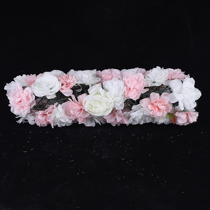 12 Pcs Artificial Flower Wall Panels 60x40cm 3D Flower Background for Wall, Wedding Flower Decorations Wall Silk Rose Panels for Candy Wall, Photo Areas, Stage Background Wall, 24 x16inch
