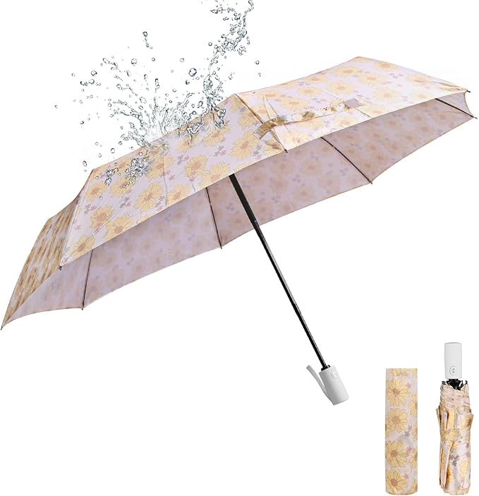 Umbrella Windproof Travel Umbrellas for Rain - Easy Auto Open Close, Durable & Compact Umbrella, Strong Metal Frame, Windproof and Waterproof Umbrella for Travel