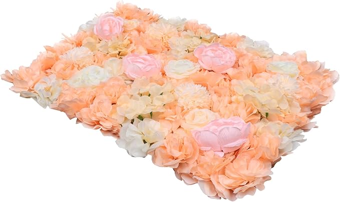 Gdrasuya10 6pcs Realistic Flower Wall Background Artificial Flowers Wall Backdrop Panel 3D Silk Rose Fake Flower Wall Panel Banquet Wedding Party Decor, Photography Background 60 x 40 cm