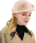 Women Wool Felt Ribbon French Fashion Vintage Millinery Beret Hats Top Cap Ladies Party Wedding Fedoras Chapeau