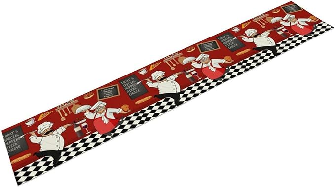 Chef Table Runner,Farmhouse Decor Burlap Table Runners for Party Wedding, Chef Decorations for The Kitchen, Chef Kitchen Decor 13x90in